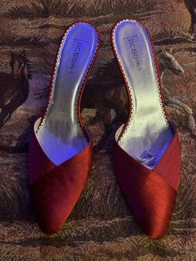 BCBGirls Red Satin Pointed-Toe Mule